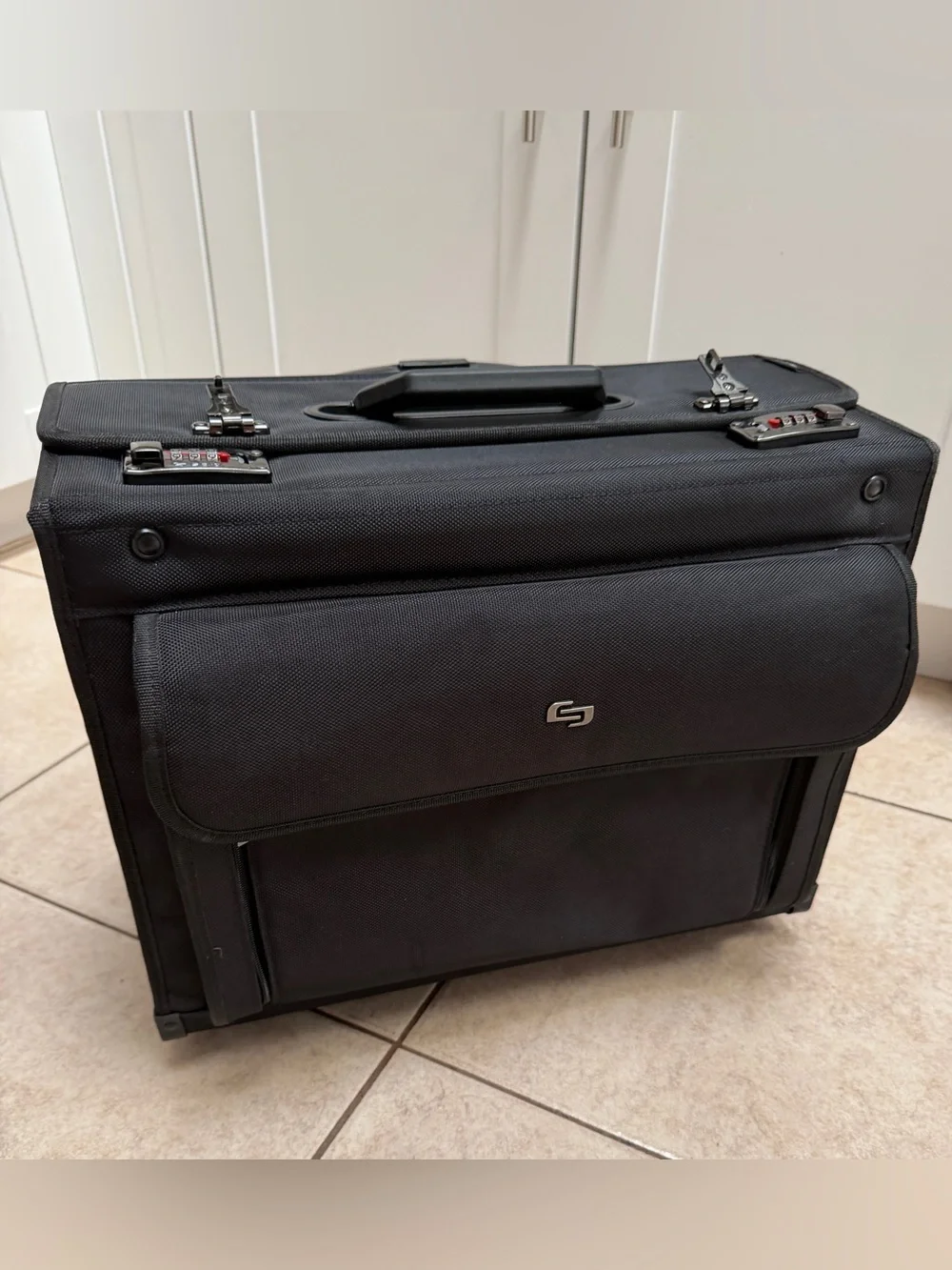 solo Black Rolling Laptop Briefcase with Front Pocket